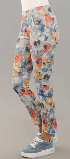 CANOVAS PRINT 28'' STRAIGHT PANT,5 POCKETS & ROLLED UP CUFFS