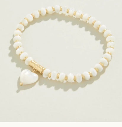 Stretch Bracelet 6mm Mother-of-Pearl/Heart