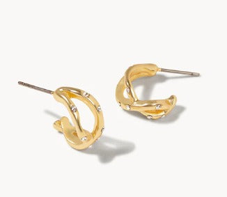 Sprinkles Huggie Hoop Earrings Gold/Crystal