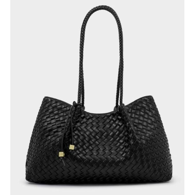 Black Nova Hand Woven Small Shoulder Tote