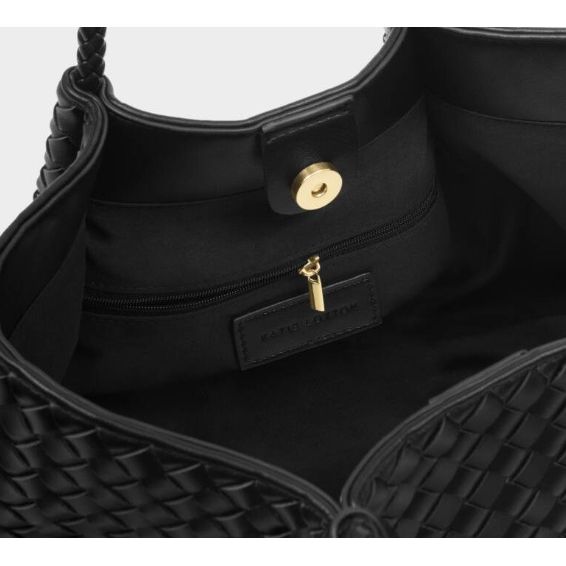 Black Nova Hand Woven Small Shoulder Tote