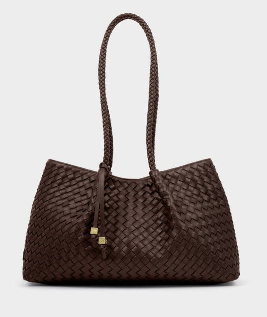 Chocolate Nova Hand Woven Small Shoulder Tote