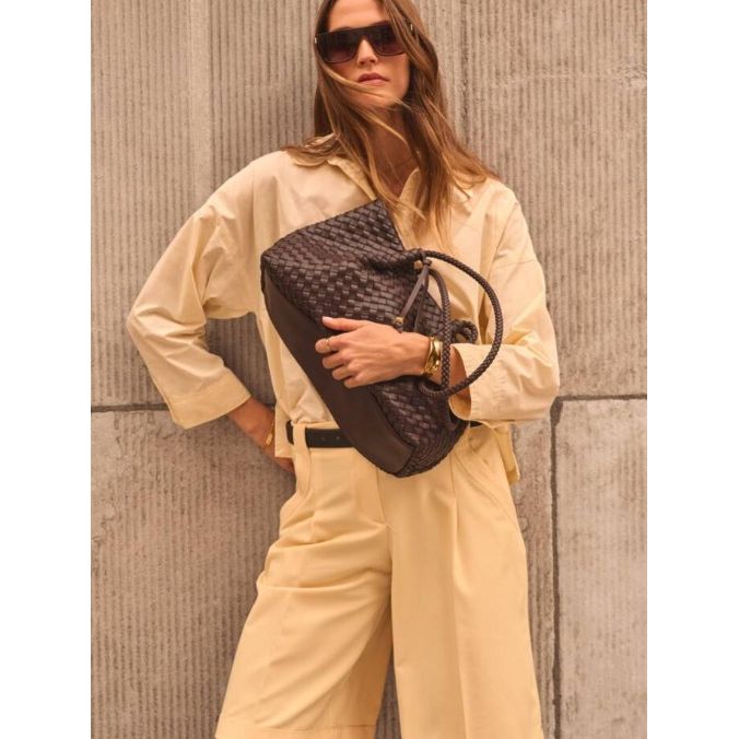 Chocolate Nova Hand Woven Small Shoulder Tote