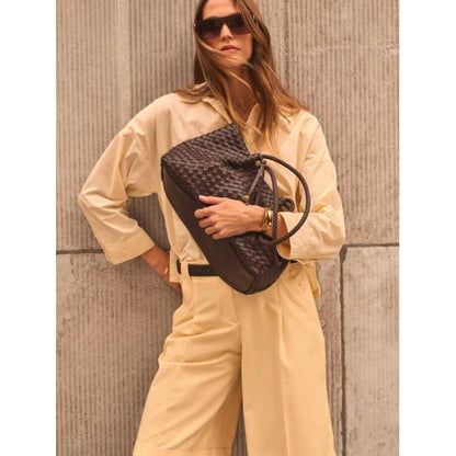 Chocolate Nova Hand Woven Small Shoulder Tote