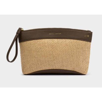 Raffia Bitter Chocolate Wristlet Raffia Clutch