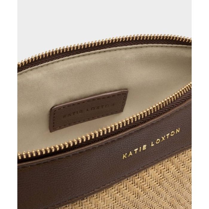 Raffia Bitter Chocolate Wristlet Raffia Clutch