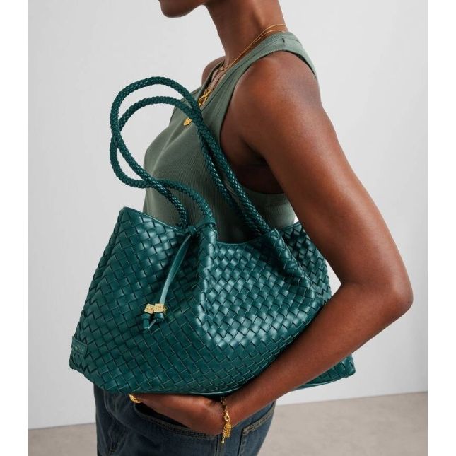 Palm Green Nova Hand Woven Small Shoulder Tote