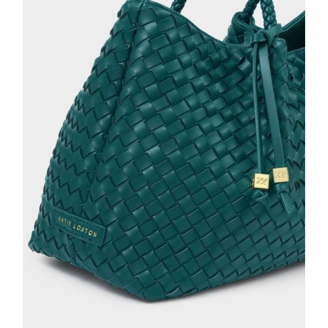 Palm Green Nova Hand Woven Small Shoulder Tote