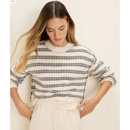 Cream Multi Cotton Jacquard Sweater