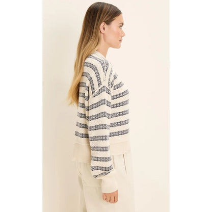 Cream Multi Cotton Jacquard Sweater