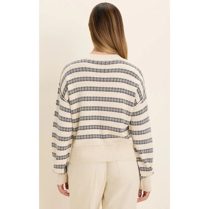 Cream Multi Cotton Jacquard Sweater