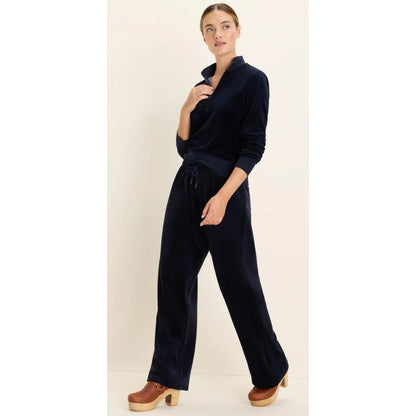 Dark Indigo Velour Half Zip Pullover