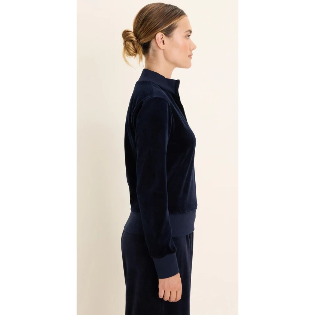 Dark Indigo Velour Half Zip Pullover