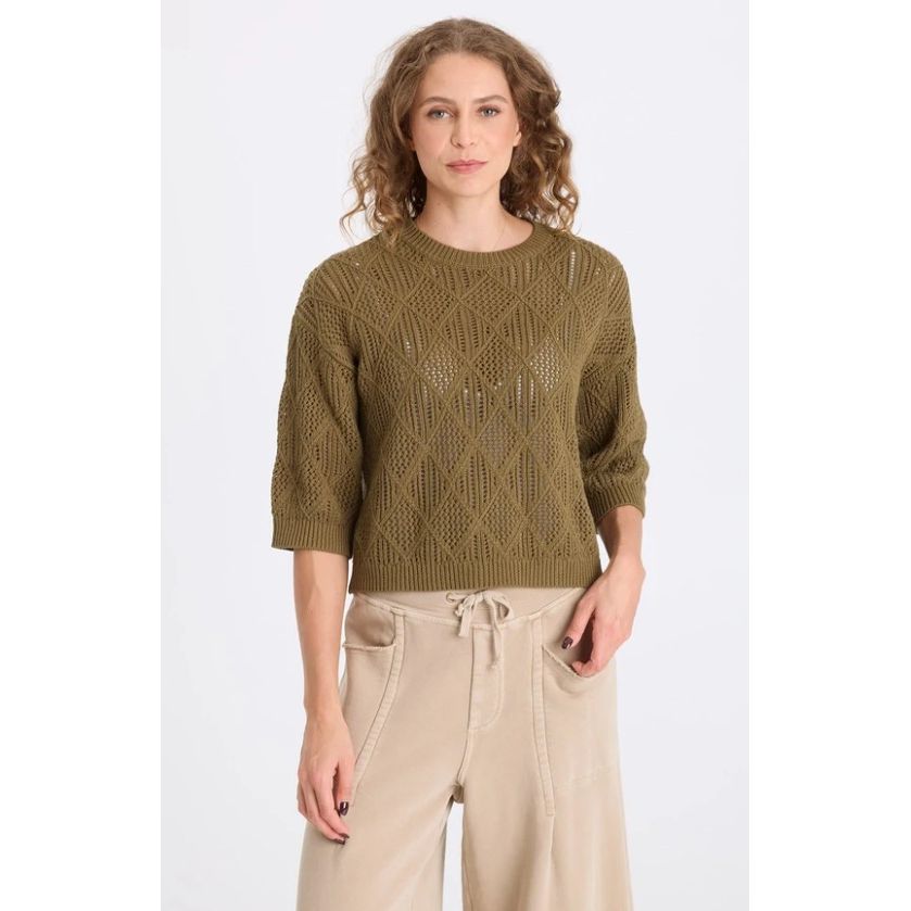 Kombu Pigment Halima Cotton Open-Knit Pullover