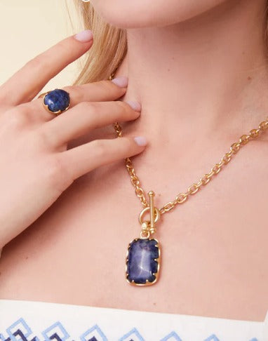 Coralie Toggle Necklace 18" Blue