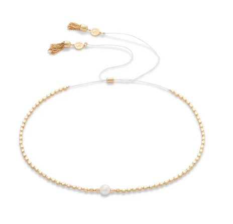 Twinkle Beaded Choker 12.5'' Gold/Pearl