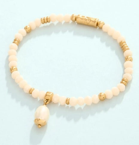Harbor Island Stretch Bracelet 4mm Cream