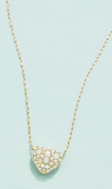 Sparkling Heart Necklace White Opal