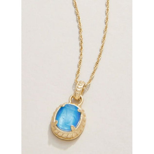Karina Oval Petite Necklace 17" Blue