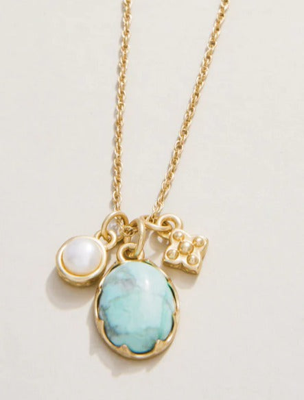 Coralie Charm Necklace 17" Light Turquoise