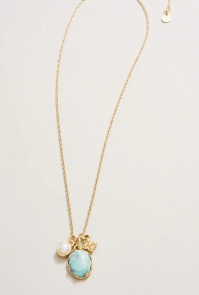 Coralie Charm Necklace 17" Light Turquoise