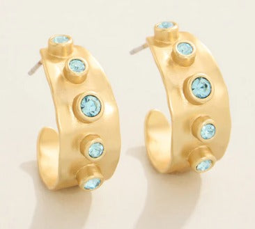 Estate Petite Hoop Earrings Blue