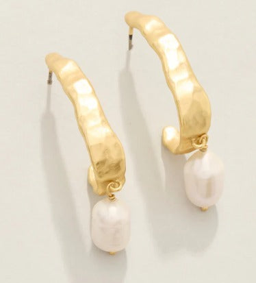 Tumbled Hoop Earrings Pearl