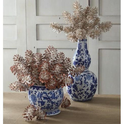 Blue & White Round Bottom Chinoiserie Vase