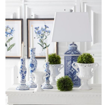 Decorative Black & Gold Framed Blue Botanical Print