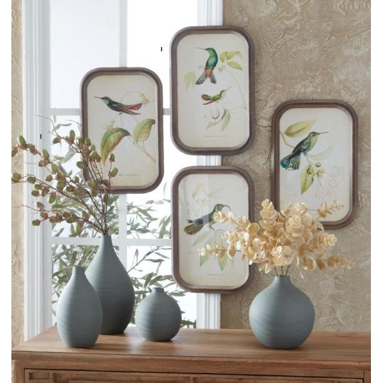 Rounded Wood Framed Bird Print