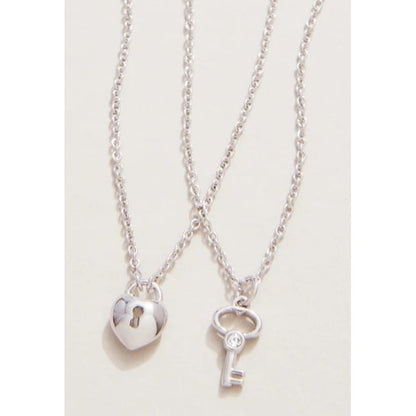 Best Friends/Heart Key (2 piece set) Silver