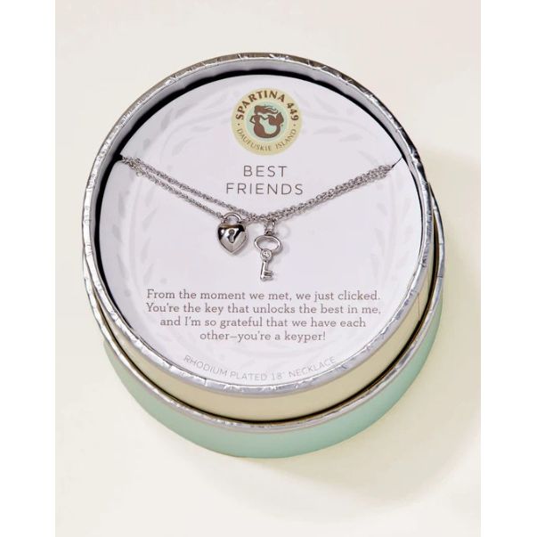 Best Friends/Heart Key (2 piece set) Silver