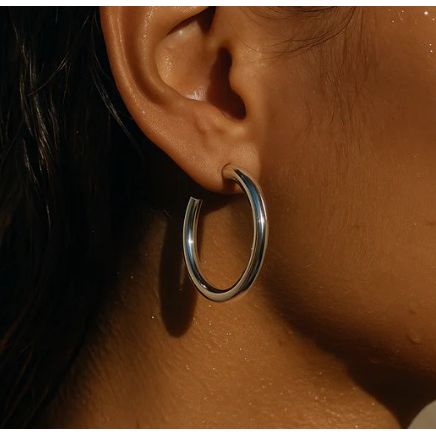 Silver Flora Large Hoop Earring