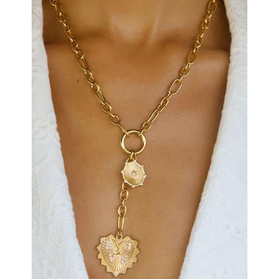 Nikita Toggle Chain Medallion Lariat Necklace