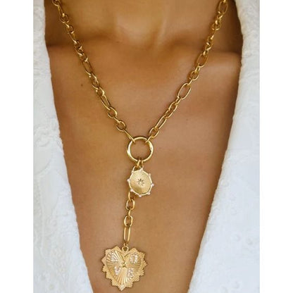 Nikita Toggle Chain Medallion Lariat Necklace