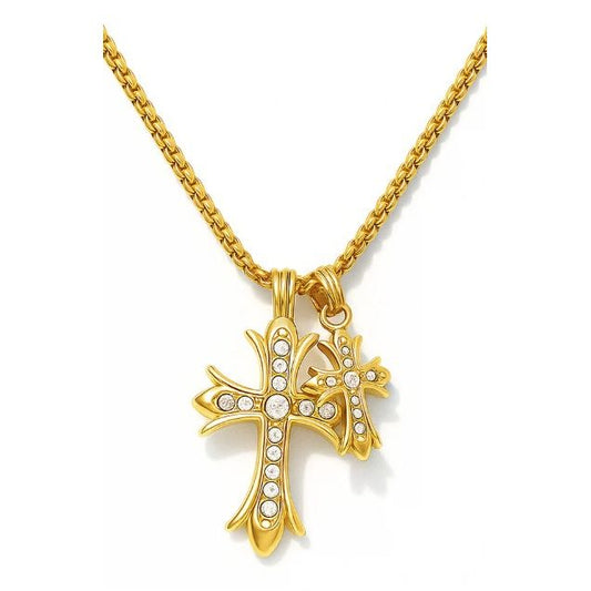 Lazara Double Cross Pendant Necklace