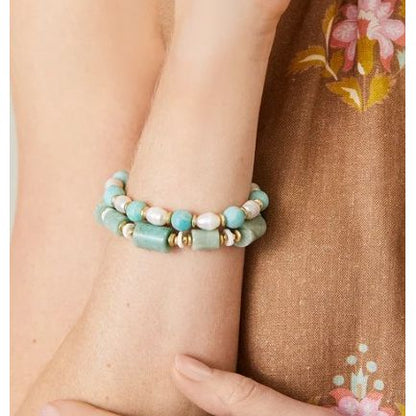 Stretch Bracelet 8mm Amazonite/Pearl