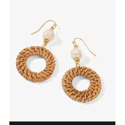 Woven Ring Earrings Gold/Taupe