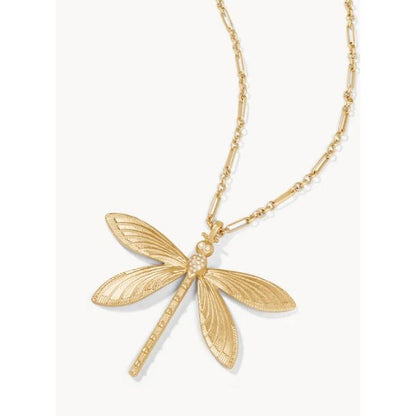 Dragonfly Necklace Gold/White Opal