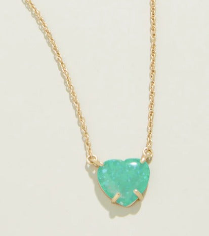 Opaline Heart Necklace Sea Foam