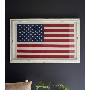 Large Framed American Flag Under Glass