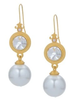 PREFERE EARRINGS WITH AUSTRIAN CRYSTAL AND HUGE PEARL DANGLE