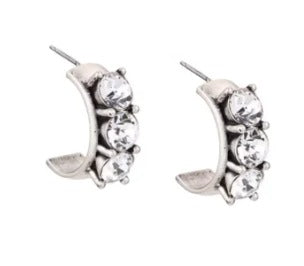 Austrian Crystal Silver Huggies