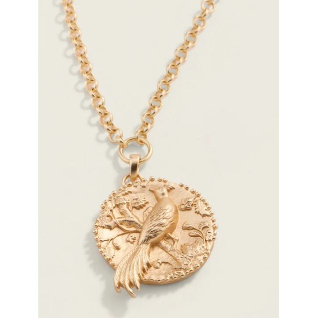 Japonica Bird Necklace 18" Gold