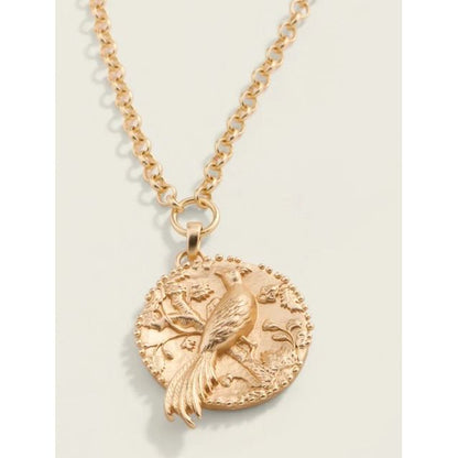 Japonica Bird Necklace 18" Gold