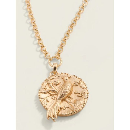 Japonica Bird Necklace 18" Gold