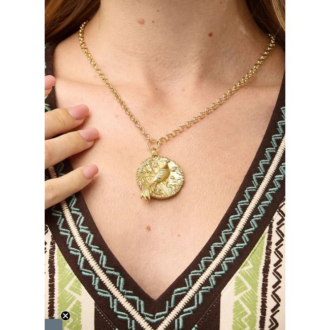 Japonica Bird Necklace 18" Gold