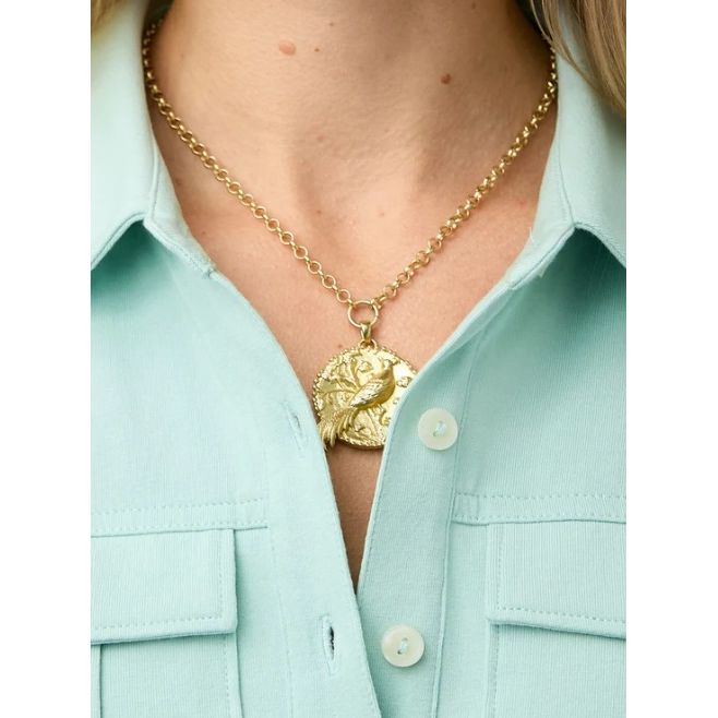 Japonica Bird Necklace 18" Gold