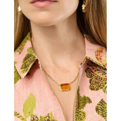 Marion Rectangle Necklace 20" Topaz