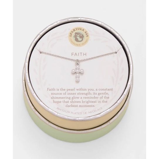 SLV Necklace 18ª Faith/Pearl Cross Silver